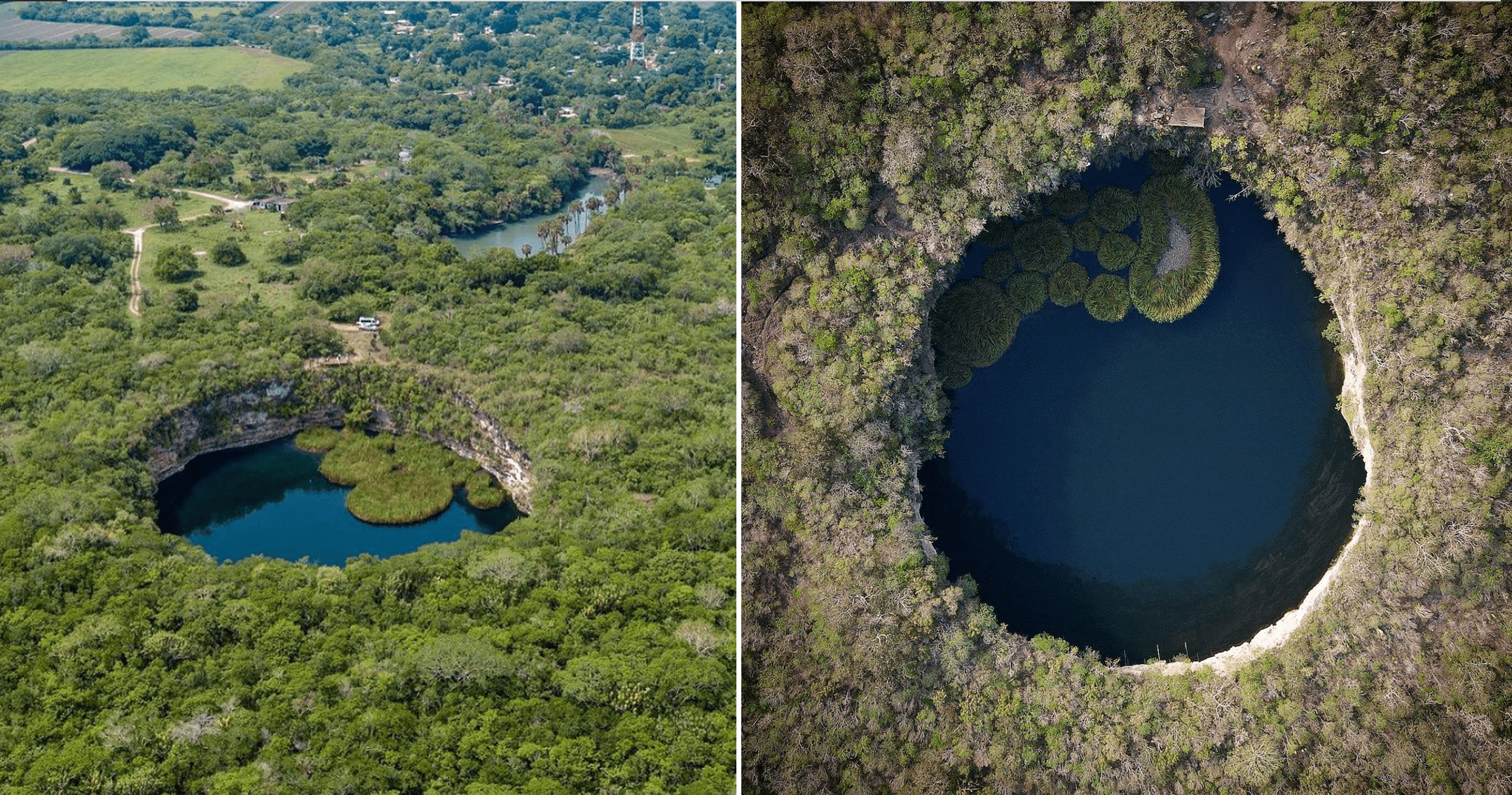 Poza del Zacatón en Tamaulipas, el cenote más profundo del mundo